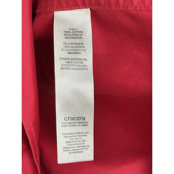 Chicos Womens Shirt 3 XL Red Button Up No Iron Long Sleeve Career Easy Work - Picture 4 of 9